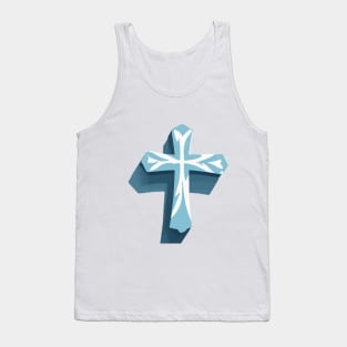 Cross Pastel Blue Shadow Silhouette Anime Style Collection No. 213 Tank Top